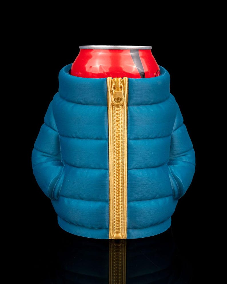 3D Printed Puffer Jacket Can Holder | Funny Beer Koozie | Cute Winter ...
