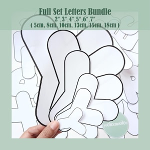 ふわふわバブルレターテンプレート（PDF 2～7インチ、5～18cm）印刷可能な大文字アルファベット縫製パターン、DIYバナー、ガーランド、保育園の装飾など、フルセット