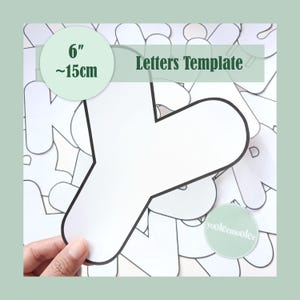 Modello di lettere a bolle gonfie in formato PDF da 6" (15 cm) stampabile, modello di cucito per alfabeto maiuscolo fai da te, striscioni, ghirlande, artigianato, decorazioni per la cameretta dei bambini