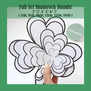 Full Set Shamrock Template PDF 2–7" (5–18 cm) Printable Clover Sewing Pattern DIY Banner Garland St. Patrick’s Day Decor