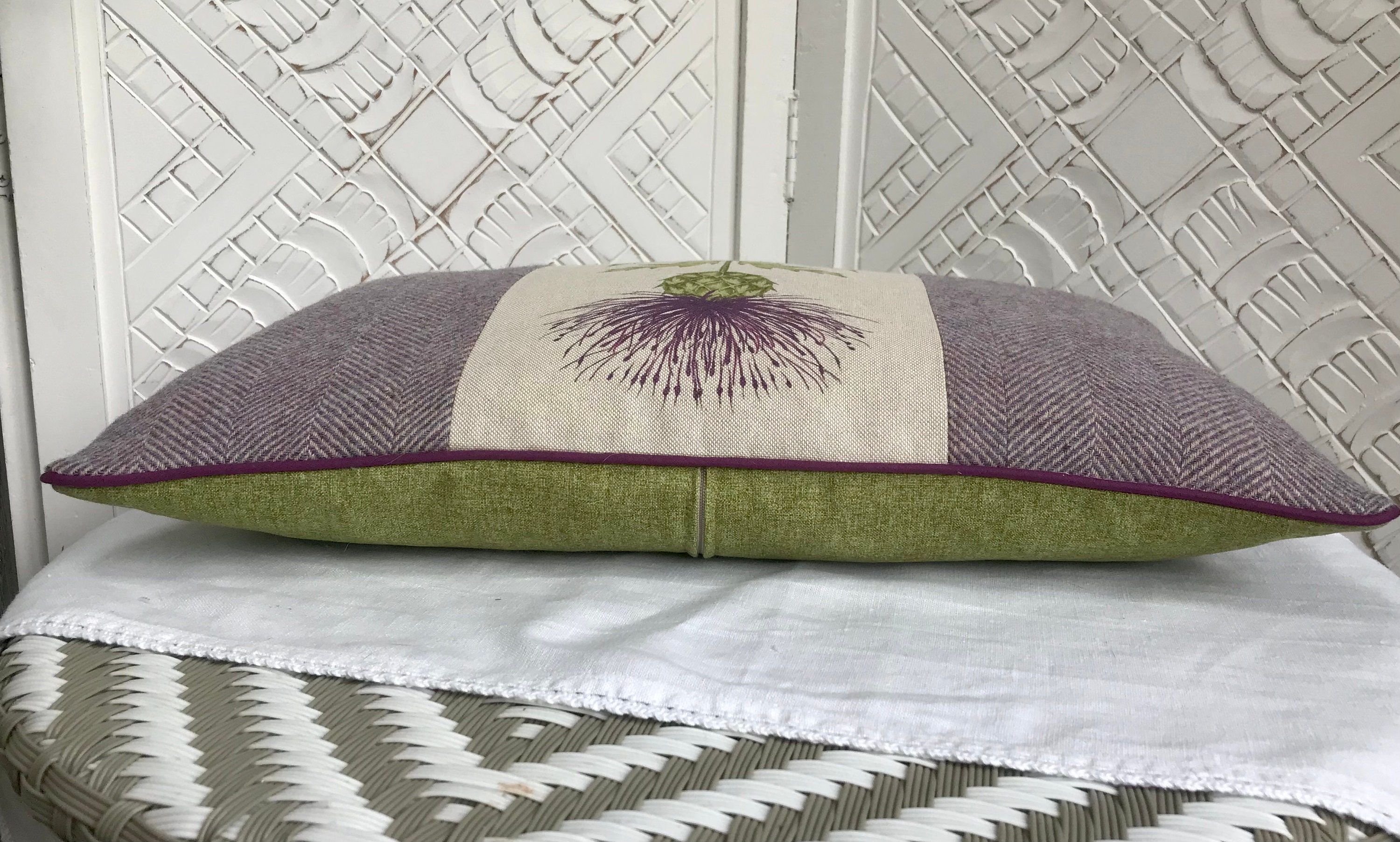 Plaid Thistle Bolster Cushion Purple Tweed Pillow Scottish Etsy UK