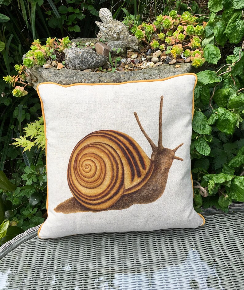 Brown Snail Cushion Cover Square Snail Piped Patchwork Pillow Etsy UK
