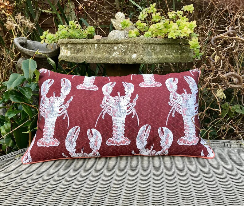 Lobster Bolster Cushion Tapestry Fabric Piped Pillow Rock Etsy