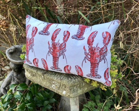 Tapestry Lobster cushion, Pink lobster lumbar pillow, Beach life bolster cushion, pink and white cushion, Sea life theme home decor Tapestry Lobster cushion, Pink lobster lumbar pillow, Beach life bolster cushion, pink and white cushion, Sea life theme home decor