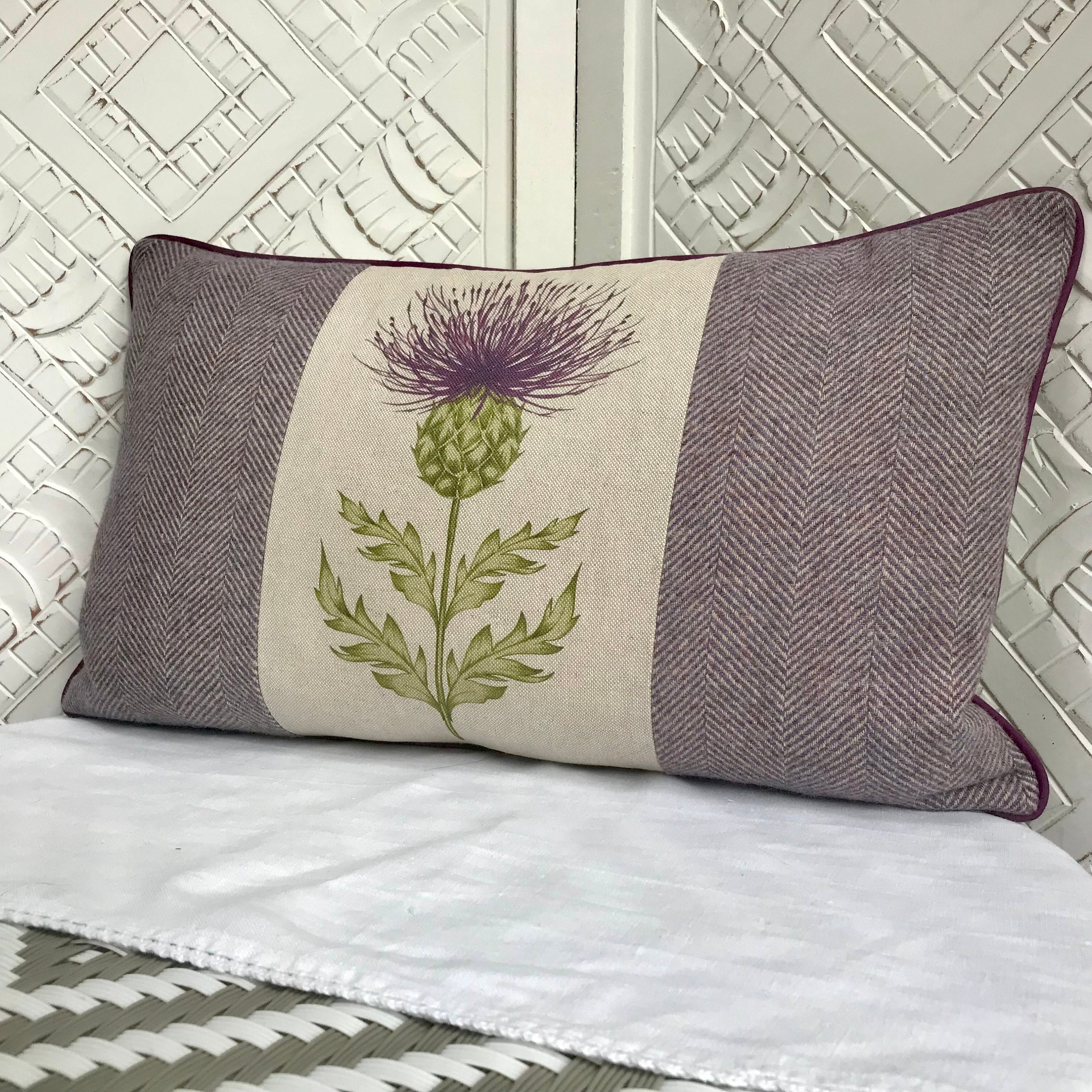 Plaid Thistle Bolster Cushion Purple Tweed Pillow Scottish Etsy UK
