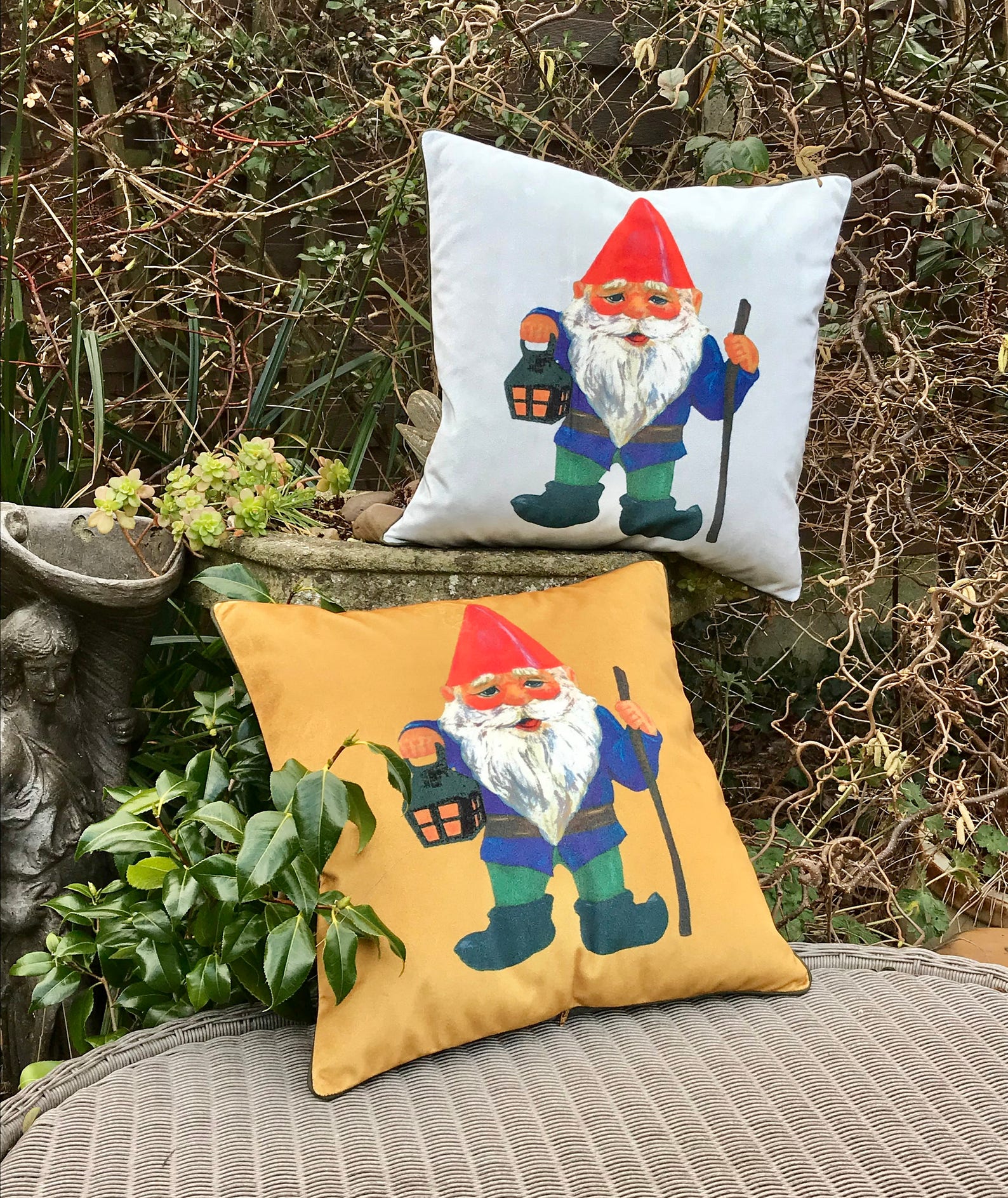 Gnome velvet cushion cover Mustard Easter Gnome pillow cover Etsy