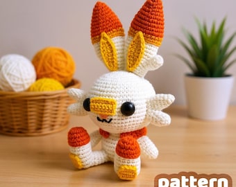 Patrón de amigurumi de conejo de carreras de fuego 1 (PDF, descarga digital, Vincrafty, términos de EE. UU.)