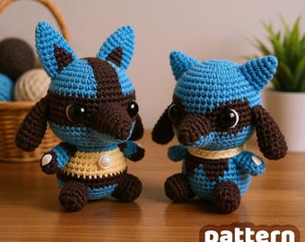Patrón de crochet amigurumi de perro luchador y evolución (PDF), descarga digital, Vincrafty, términos de EE. UU.