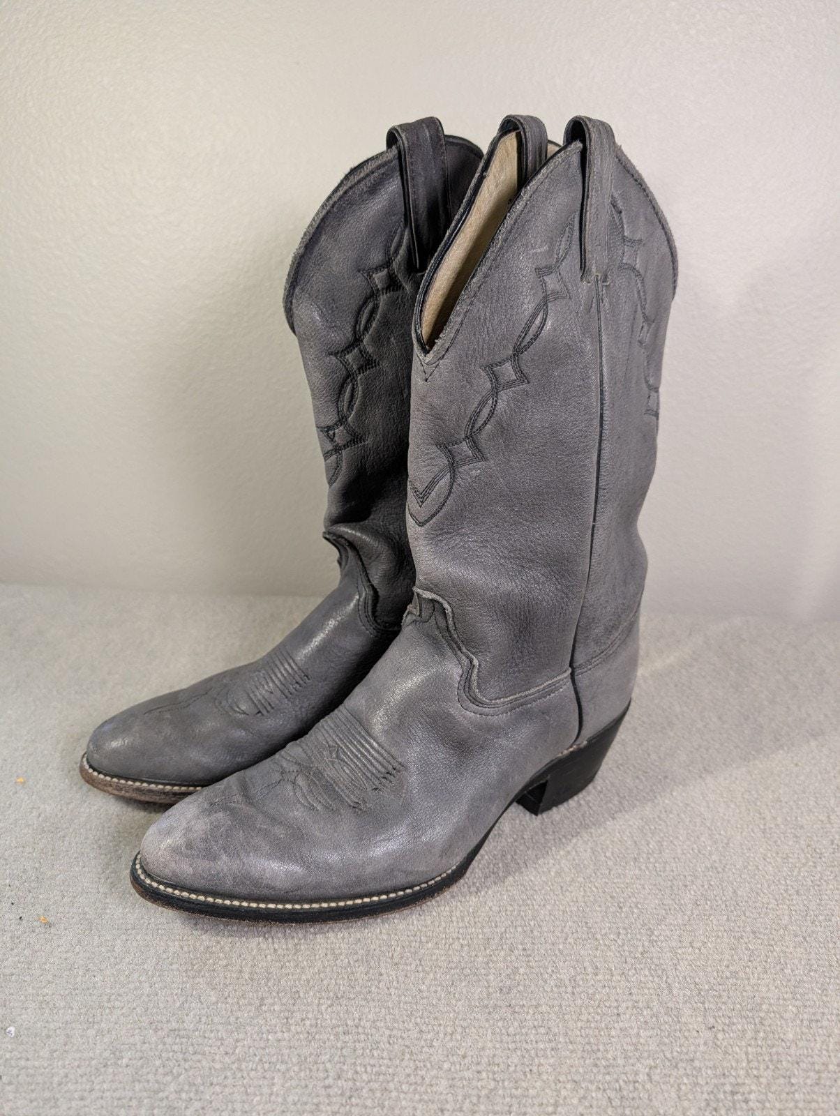Bottes Cowboy Vintage Abilene Homme - Taille 9 US (42 EU) - Cuir Noir - Western