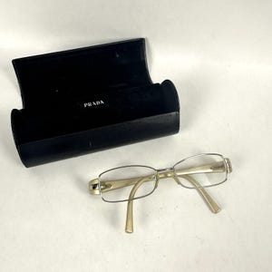 Prada Eyeglasses VPR 66H 3BQ-101- 135 Taupe Gold Frames Italy READ