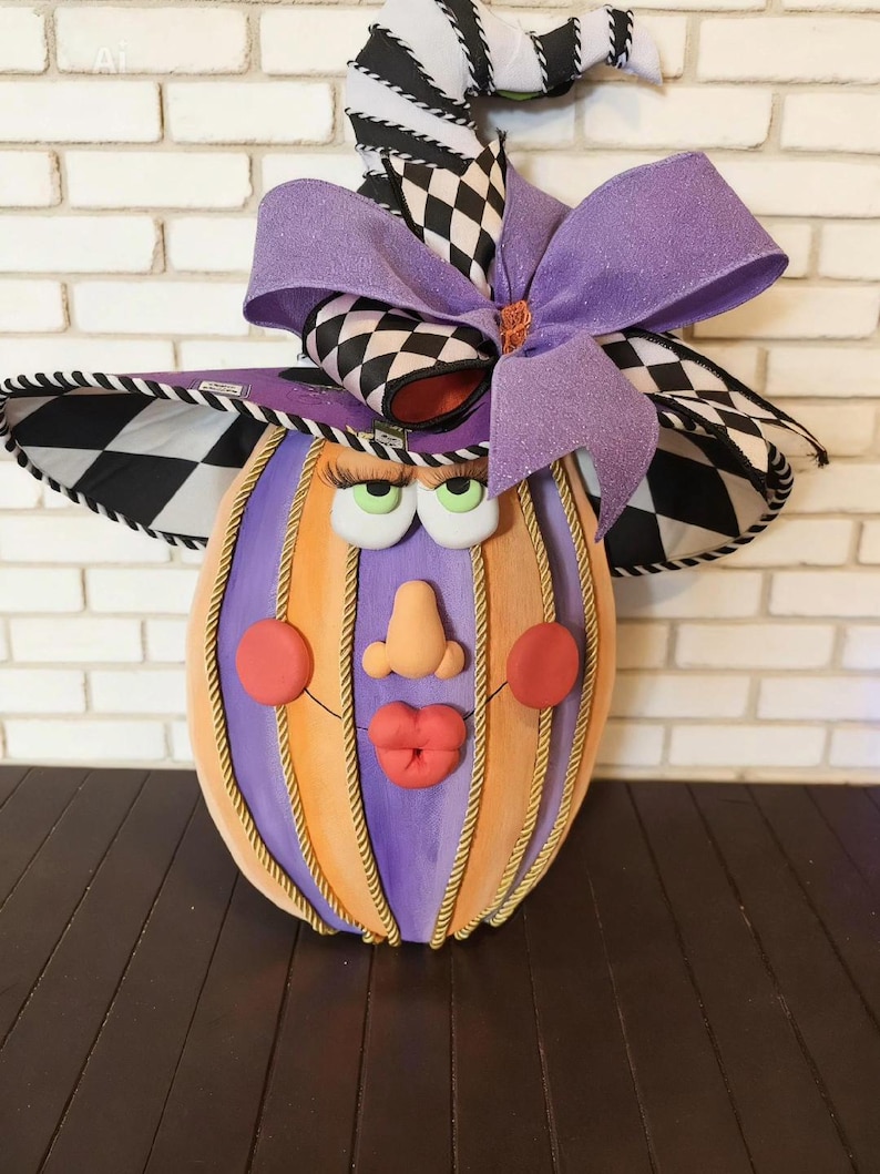 Hand Painted Halloween Gourd Decor | Whimsical Fall Centerpiece, Mackenzie Childs Inspired immagine 1