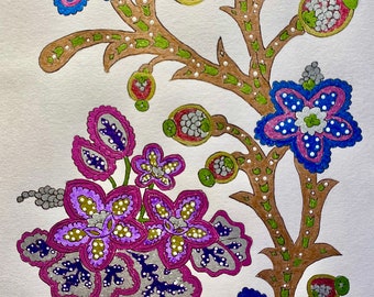 Kashmir Multi-Colored Floral - Original Art