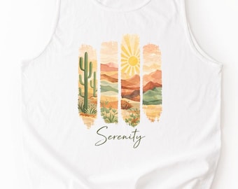 Serenity Desert Tank Top Comfort Colors Tank Women Graphic Tank Aesthetic Cactus Tank Boho Desert Shirt Summer Tank Minimalist Nature Tank