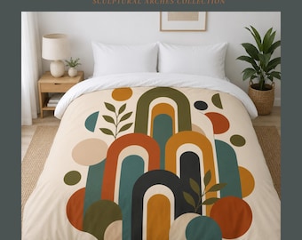 Duvet Cover Arcadia Living Sculptural Arches Collection | Mid Century Modern Geometric Arch Bedding