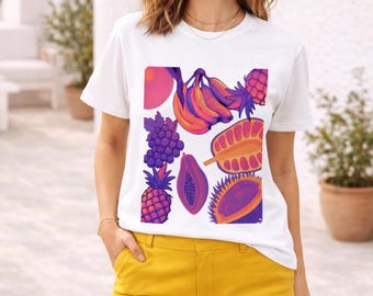 Bold Floral Graphic Tee: Maximalist Summer Top, Dopamine Dressing Shirt