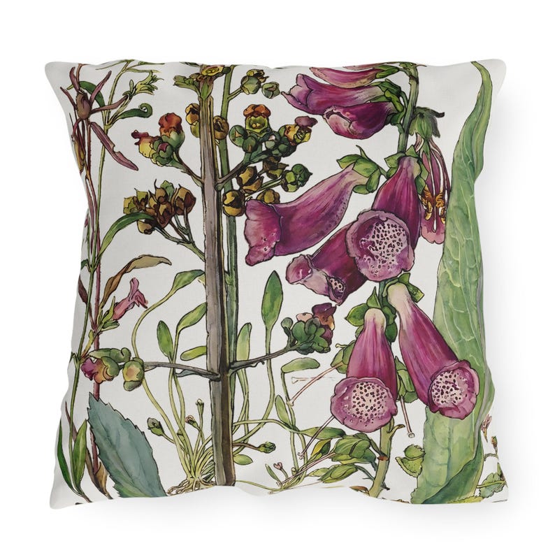 Wild Flowers Outdoor Pillow, UV-Resistant Spun Polyester Cushion image 3