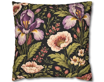 Cojín decorativo floral vintage, cojín botánico de estilo rústico, decoración de jardín con ambiente melancólico