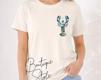 Coastal Lobster Graphic Tee, Women's Ocean Beach Vacation Shirt