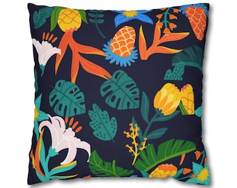 Sierkussen tropische bloemen: gedurfde botanische boho-bankkussenhoes