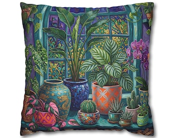 Malerische Fenster Szene Kissenbezug, Maximalist Boho Luxe Wohnkultur