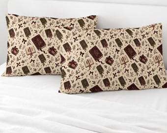Christmas Book Pillowcase, Vintage Literary Holiday Bedding Collection