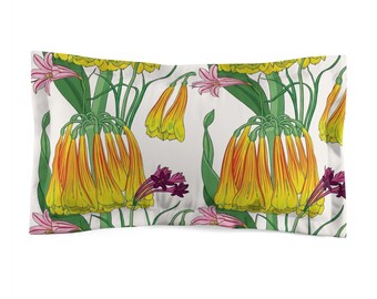 Moody Botanical Pillow Sham, Vintage Floral Bedding, Cottagecore Bedroom Decor (Black or White)