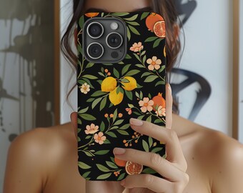 Zitrone Blumen Handyhülle, Zitrus iPhone Hülle, Botanische Frucht Handyhülle, Ästhetische Zitronenblüte Hülle, Sommergarten iPhone Hülle
