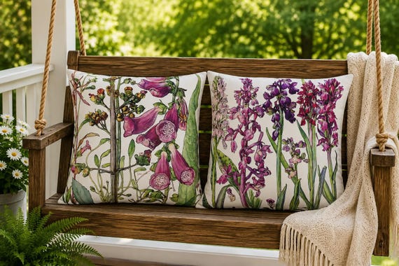 Wild Flowers Outdoor Pillow, UV-Resistant Spun Polyester Cushion