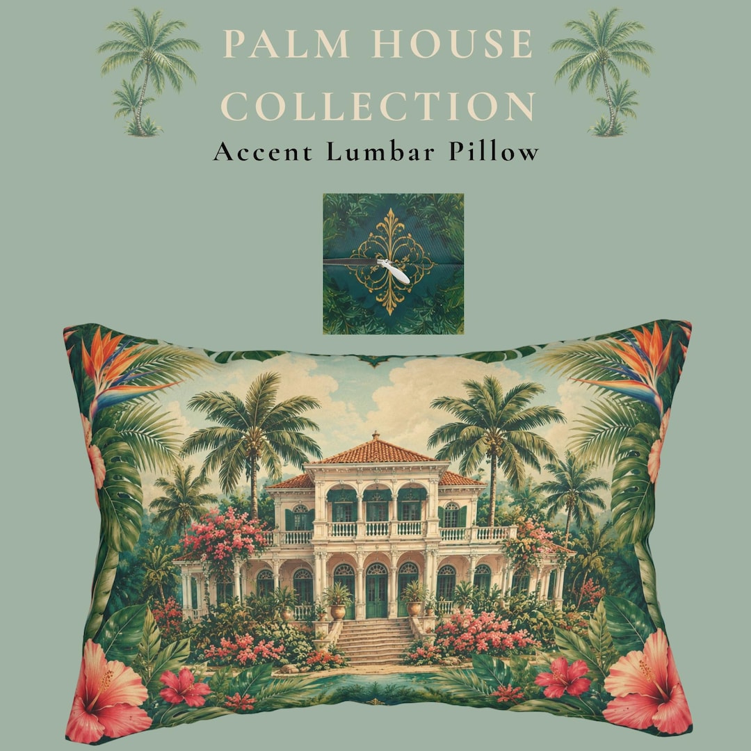 Palm House Collection tropical indoor lumbar pillow