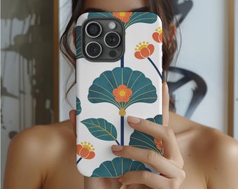 Floral Art Deco Tough Phone Case: Botanical iPhone Protective Cover