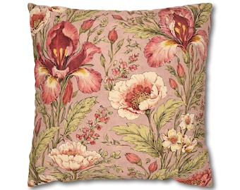 Cojín decorativo floral vintage, cojín botánico rústico, decoración de jardín melancólico rosa