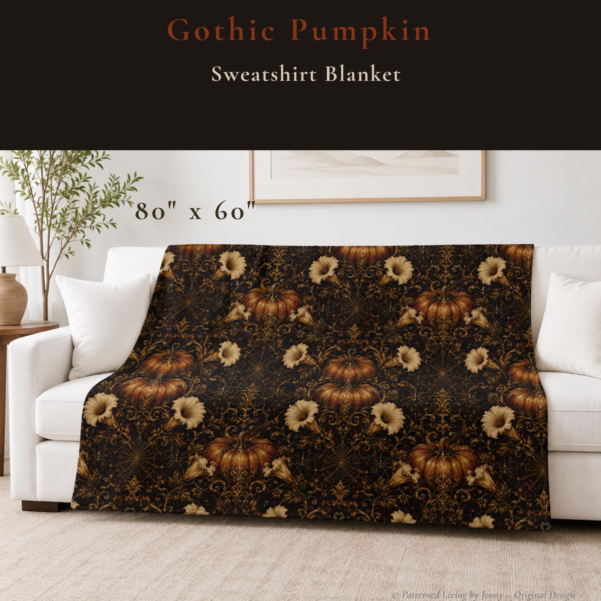 Gothic pumpkin and floral sweatshirt blanket