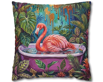 Tropischer Flamingo Badekissenbezug, Maximalist Boho Luxe Home Decor