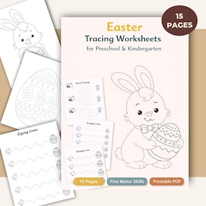 Easter Tracing Worksheets for Preschool & Kindergarten | Bunny Fine Motor Skills Printable | Pre Writing Lines Activity | Instant Download