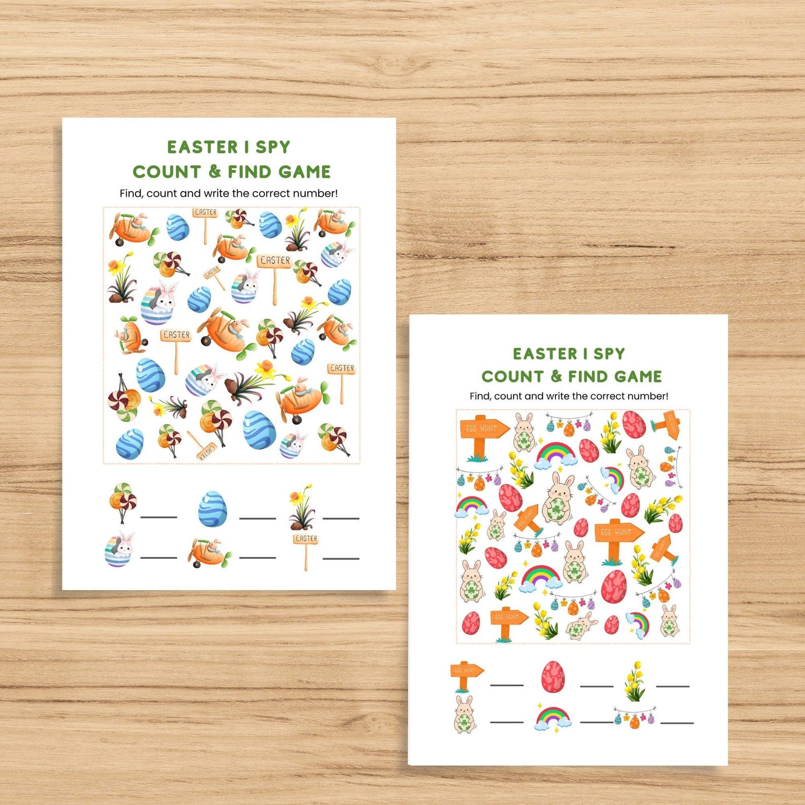 Easter I Spy Printable for Kids Ages 4-7, 10 Page Spring Counting ...