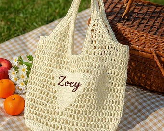Personalized beach tote bag,Custom Name Straw Bag,Bridal Shower Gift,Bachelorette Party Favor,Summer Vacation Gift,Wedding Guest Gift
