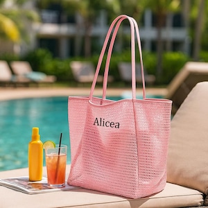 Personalized Beach Tote Bag,Custom Name Woven Bag,Summer Vacation Bag,Custom Girls Trip Bag,Bridesmaid Beach Tote Bags,Gifts for Her