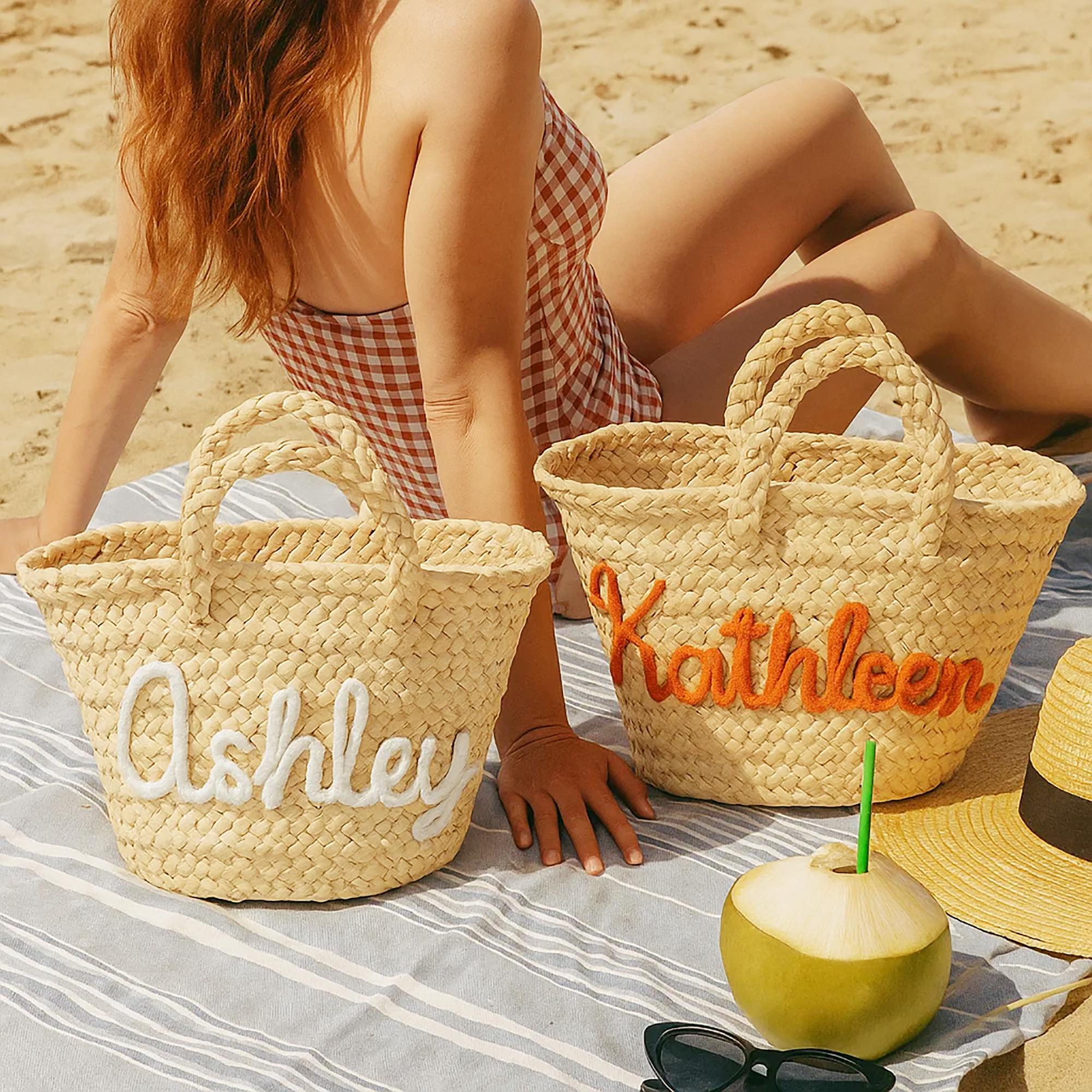 Custom Straw HandBag,Custom Name Straw Bag,Bachelorette Party Gifts,Personalized Beach Bag,Summer Vacation Gift,Wedding Party Gifts