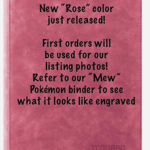 May include: A pink trading card binder with the text "New 'Rose' colour just released!" and other text. The binder has a stitched border and the brand name "TCGUARD" at the bottom.