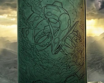 Rayquaza (In Storm) laser engraved card binder, 9 pocket standard binder size, Pokémon binder made to order