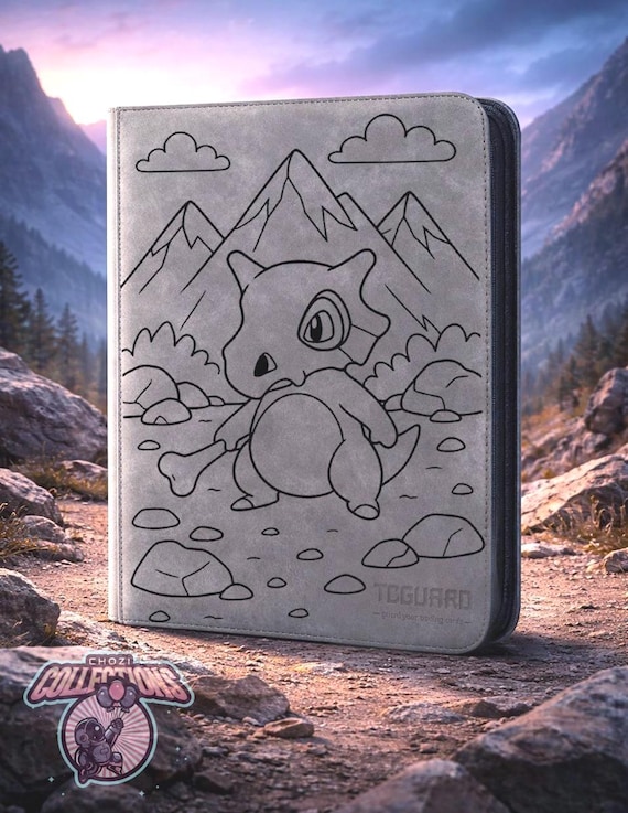 Laser engraved Pokémon TCG card binder, made to order, Cubone, Pokémon Gift For Collectors, standard size