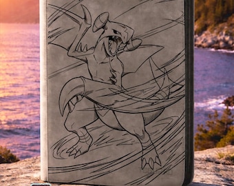 Pokémon Garchomp laser engraved card binder, 9- pocket standard binder size