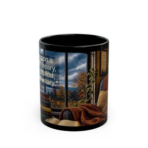 Edgar Allan Poe Pun Mug "Midnight Dreary While I Scrolled," Funny Dark Academia Bookish Coffee Cup, Gothic Halloween Reading Gift
