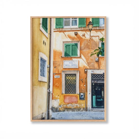 Italian Alleyway Watercolor Print, Old World Architecture Wall Decor, Archival Matte Fine Art