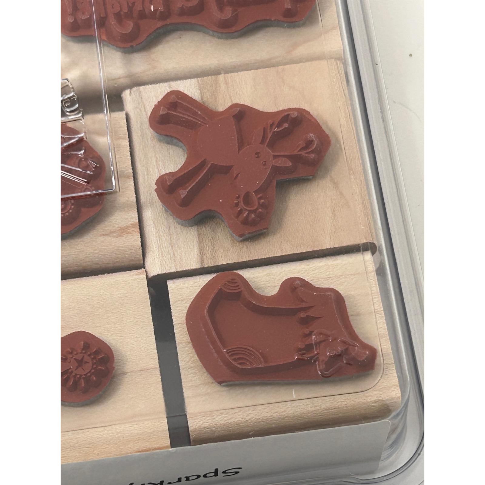 Stampin up Sparkly & Bright Wood Mount Rubber Stamp Set Christmas ...