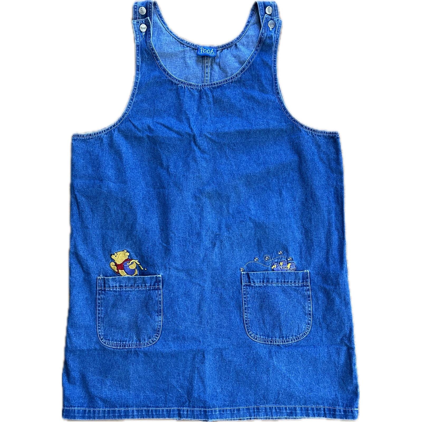 winnie the pooh denim dress Vintage Disney Store Jumper | & Piglet this set includes a denim dress with pockets and a matching short sleeve top Winnie the Pooh Denim Dress
