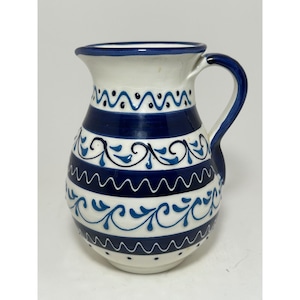 Hnos Pedraza Spain Handpainted Ceramic Pitcher Blue White Mediterranean Pottery
