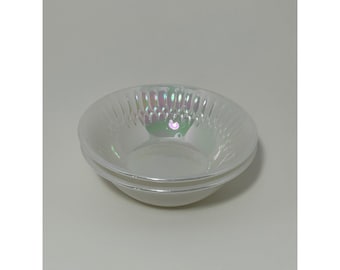 Bund Glas MoonGlow Schillerndes Weißes Milchglas 5 inch Schüsseln 2er Set Vintage