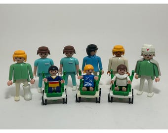 Vintage Playmobil Geobra Krankenhaus Klinik Figur Lot Krankenschwester Chirurg Rollstuhl