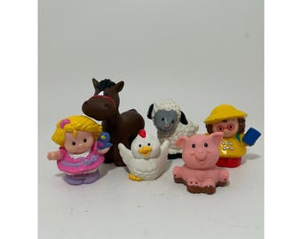 Fisher Price Little People Vintage boerderij dierenfiguur Lot paard varken schaap 6 st
